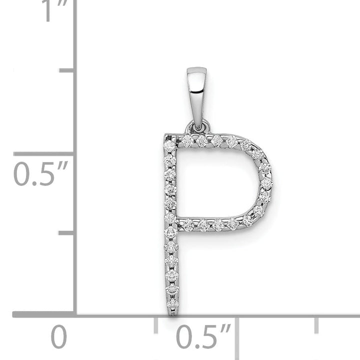 Lovely Rita's Pendants & Charms 14K White Gold Diamond 0.108-CT Block Letter P Initial Charm Pendant