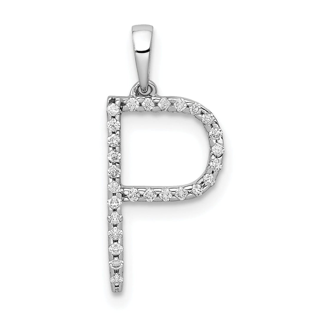 Lovely Rita's Pendants & Charms 14K White Gold Diamond 0.108-CT Block Letter P Initial Charm Pendant