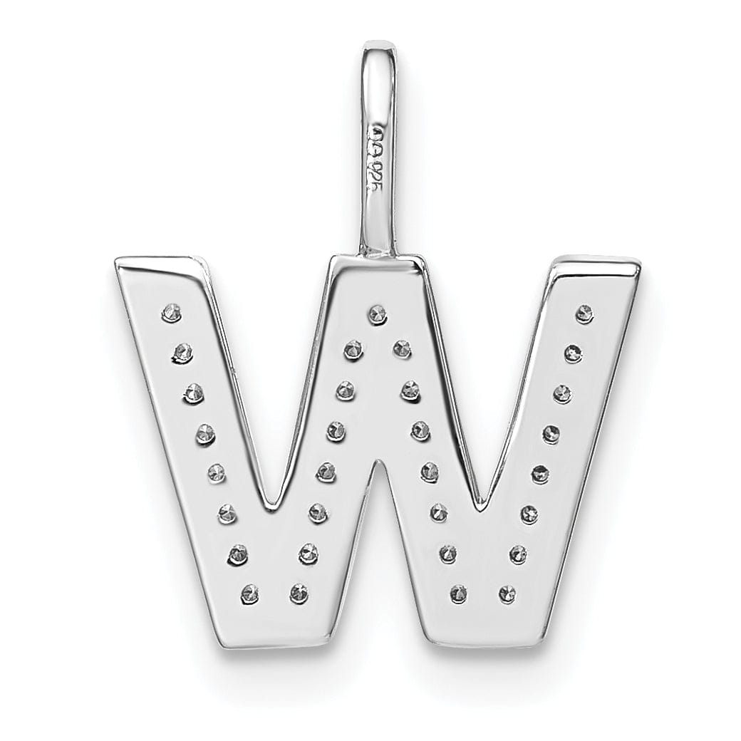 Lovely Rita's Pendants & Charms 14K White Gold Diamond 0.109-CT Lower Case Style W Initial Charm