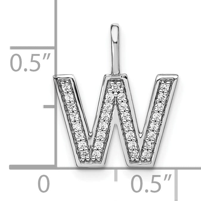 Lovely Rita's Pendants & Charms 14K White Gold Diamond 0.109-CT Lower Case Style W Initial Charm