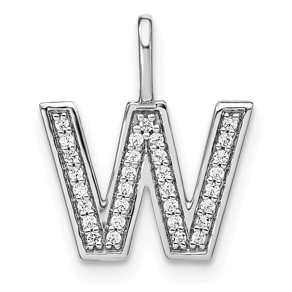 Lovely Rita's Pendants & Charms 14K White Gold Diamond 0.109-CT Lower Case Style W Initial Charm