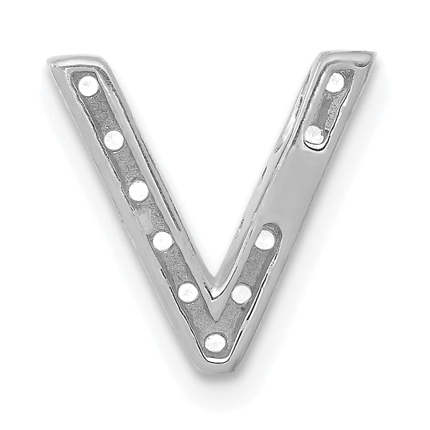 Lovely Rita's Pendants & Charms 14K White Gold Diamond 0.11-CT Letter V Initial Charm Pendant