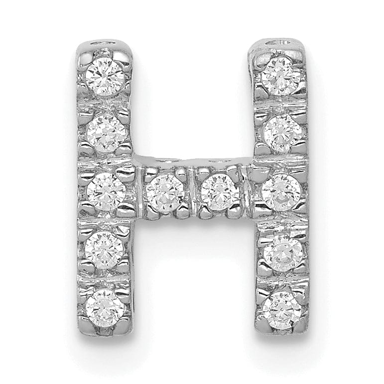 Lovely Rita's Pendants & Charms 14K White Gold Diamond 0.12-CT Letter H Initial Charm Pendant