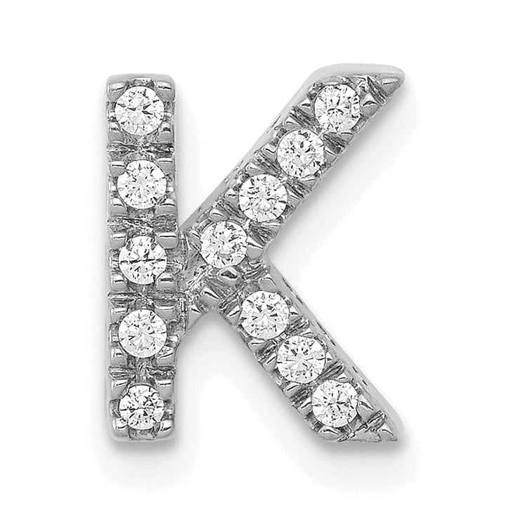 Lovely Rita's Pendants & Charms 14K White Gold Diamond 0.12-CT Letter K Initial Charm Pendant