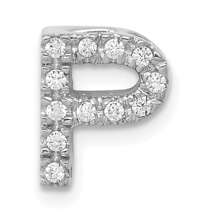 Lovely Rita's Pendants & Charms 14K White Gold Diamond 0.12-CT Letter P Initial Charm Pendant