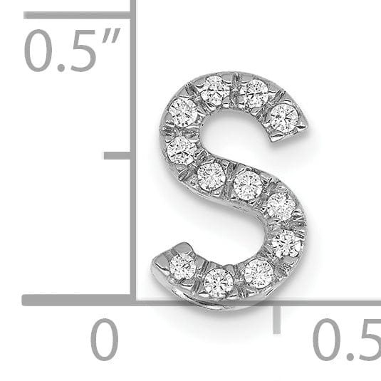 Lovely Rita's Pendants & Charms 14K White Gold Diamond 0.12-CT Letter S Initial Charm Pendant