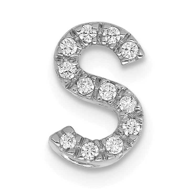 Lovely Rita's Pendants & Charms 14K White Gold Diamond 0.12-CT Letter S Initial Charm Pendant
