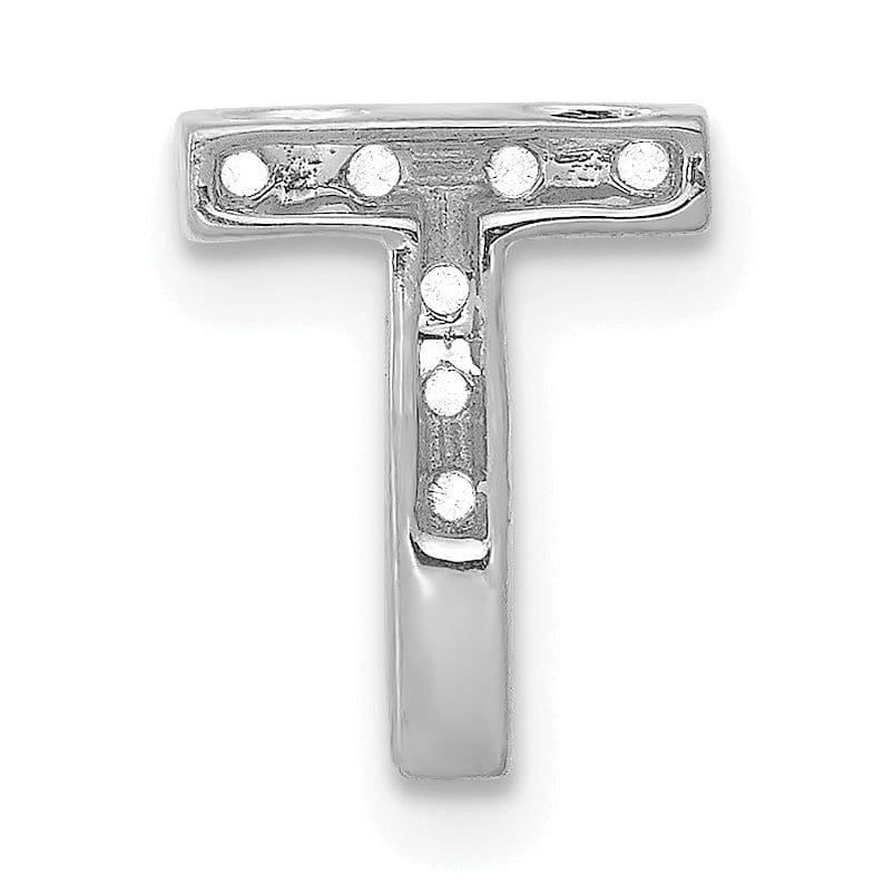 Lovely Rita's Pendants & Charms 14K White Gold Diamond 0.12-CT Letter T Initial Charm Pendant