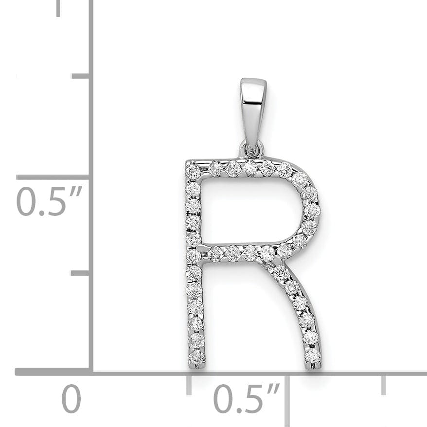 Lovely Rita's Pendants & Charms 14K White Gold Diamond 0.132-CT Block Letter R Initial Charm Pendant