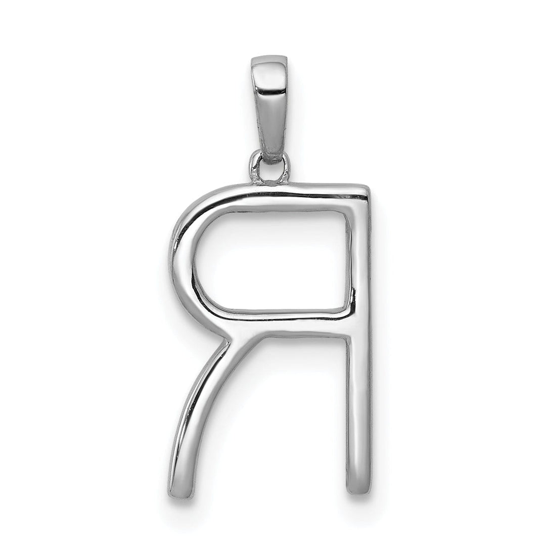 Lovely Rita's Pendants & Charms 14K White Gold Diamond 0.132-CT Block Letter R Initial Charm Pendant