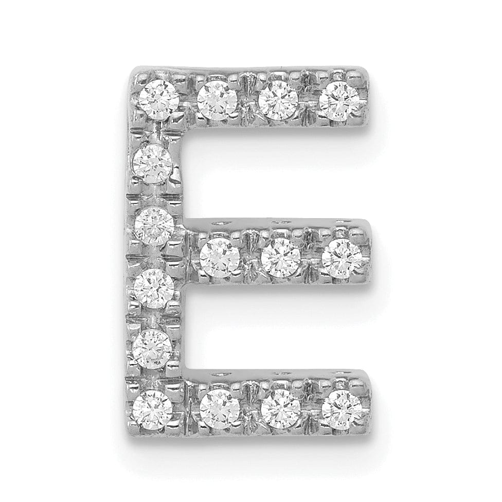 Lovely Rita's Pendants & Charms 14K White Gold Diamond 0.15-CT Letter E Initial Charm Pendant