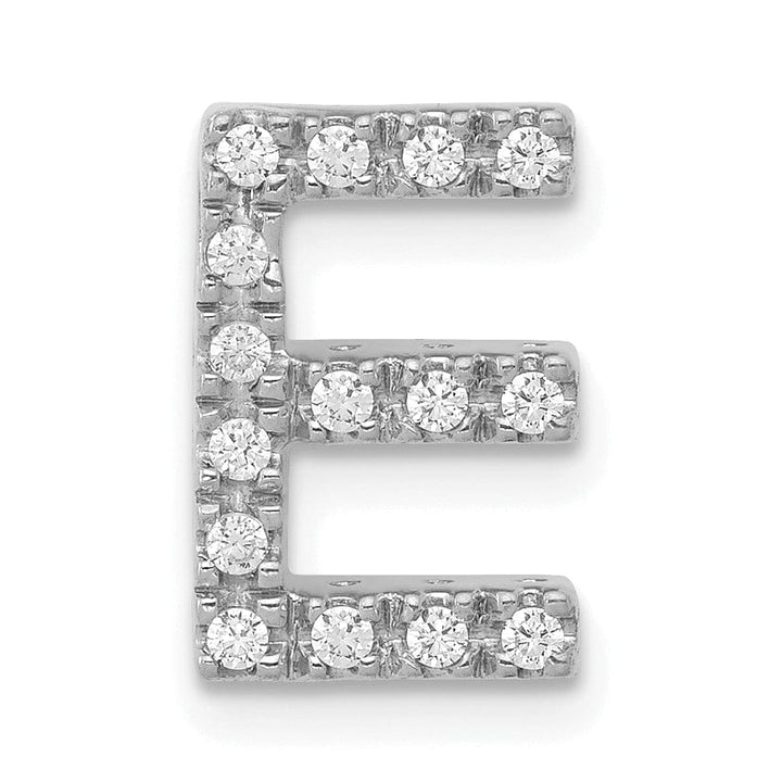 Lovely Rita's Pendants & Charms 14K White Gold Diamond 0.15-CT Letter E Initial Charm Pendant