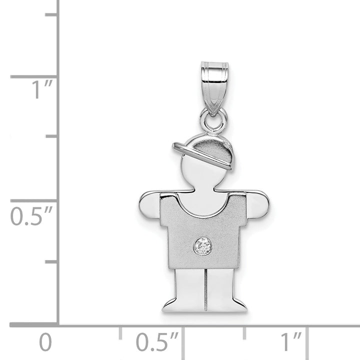 Lovely Rita's Pendants & Charms 14k White Gold Diamond Boy With Hat Hugs Pendant