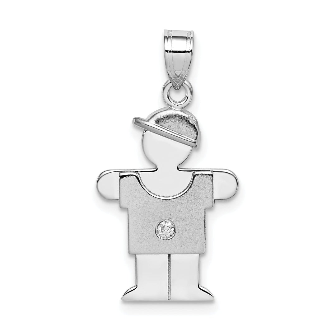 Lovely Rita's Pendants & Charms 14k White Gold Diamond Boy With Hat Hugs Pendant