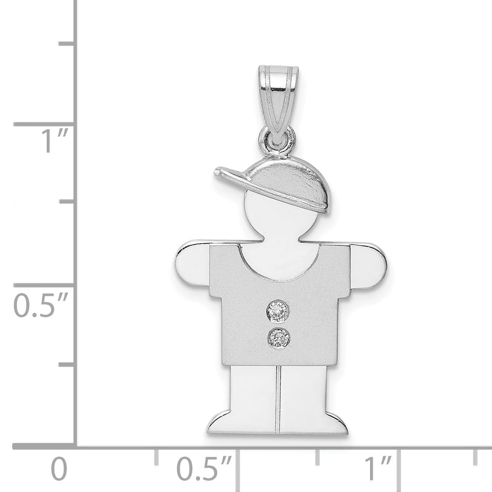 Lovely Rita's Pendants & Charms 14k White Gold Diamond Boy With Hat Hugs Pendant