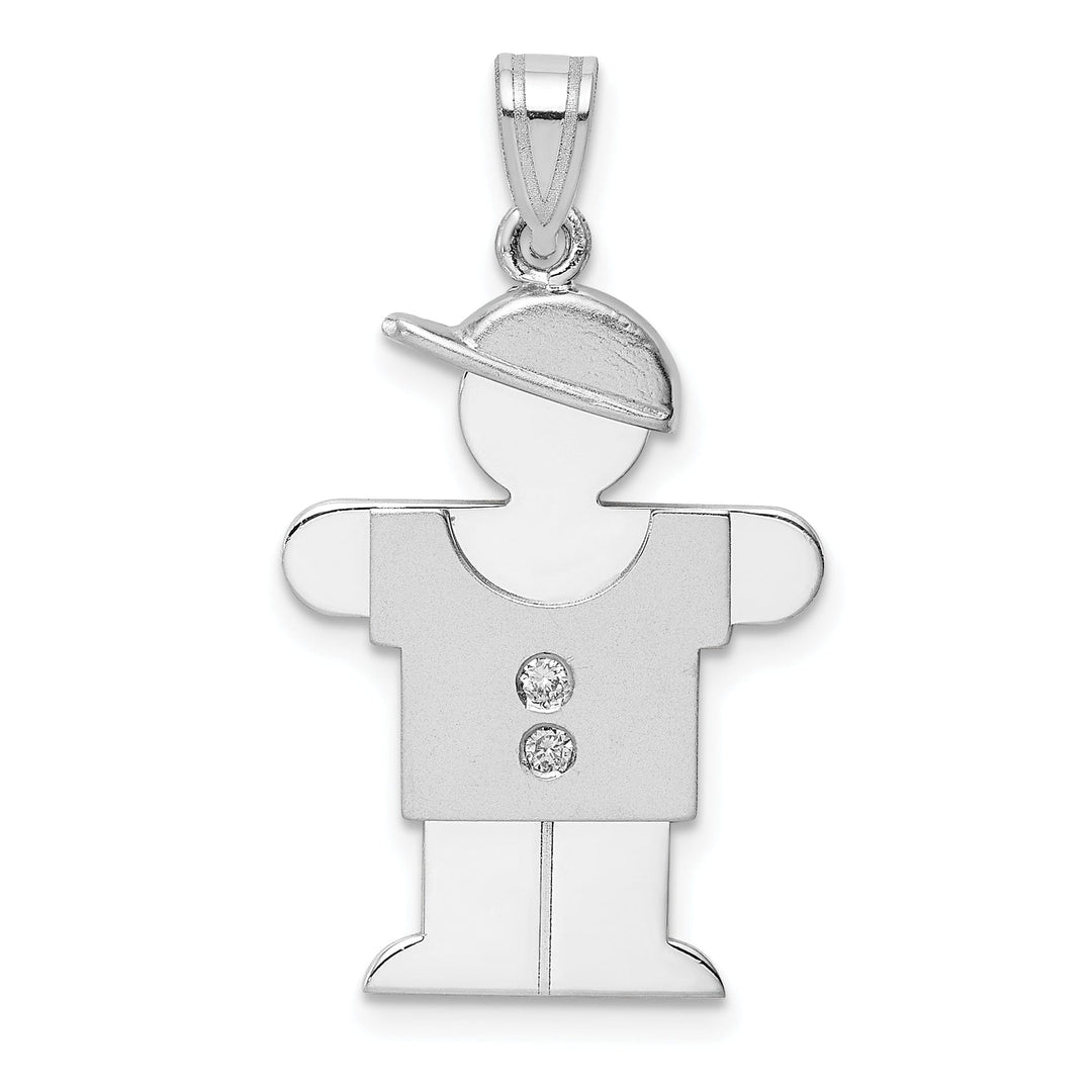 Lovely Rita's Pendants & Charms 14k White Gold Diamond Boy With Hat Hugs Pendant