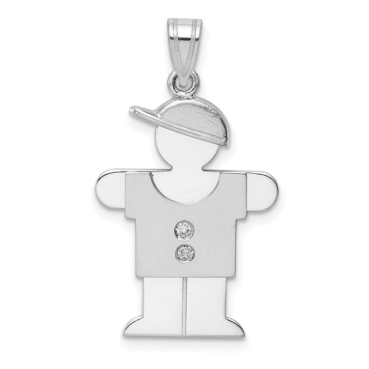 Lovely Rita's Pendants & Charms 14k White Gold Diamond Boy With Hat Hugs Pendant