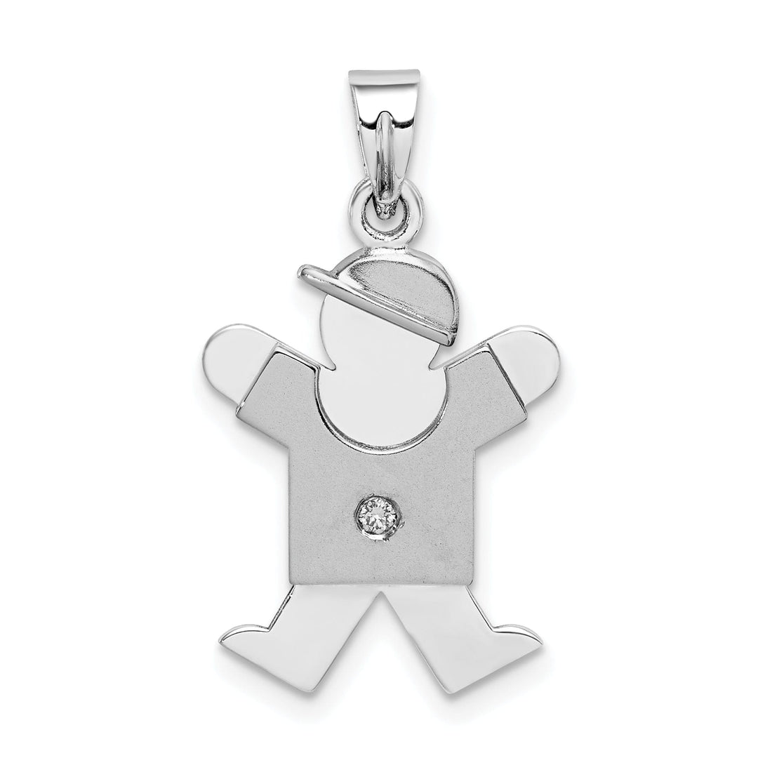 Lovely Rita's Pendants & Charms 14k White Gold Diamond Boy With Hat Joy Pendant