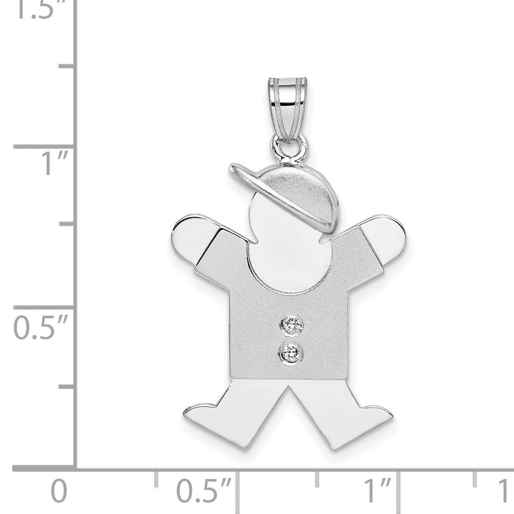 Lovely Rita's Pendants & Charms 14k White Gold Diamond Boy With Hat Joy Pendant