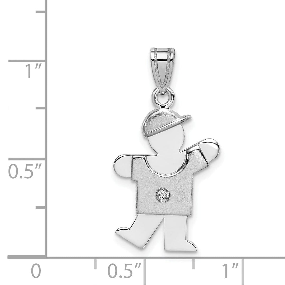 Lovely Rita's Pendants & Charms 14k White Gold Diamond Boy With Hat Kiss Pendant