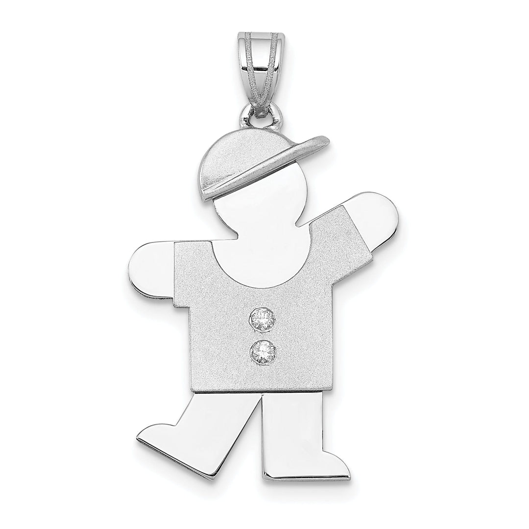 Lovely Rita's Pendants & Charms 14k White Gold Diamond Boy With Hat Kiss Pendant