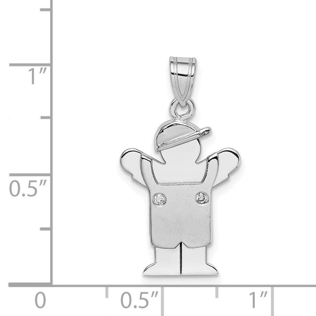 Lovely Rita's Pendants & Charms 14k White Gold Diamond Boy With Hat Love Pendant