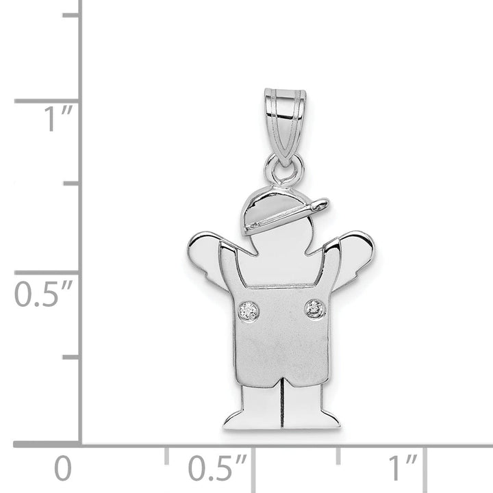 Lovely Rita's Pendants & Charms 14k White Gold Diamond Boy With Hat Love Pendant
