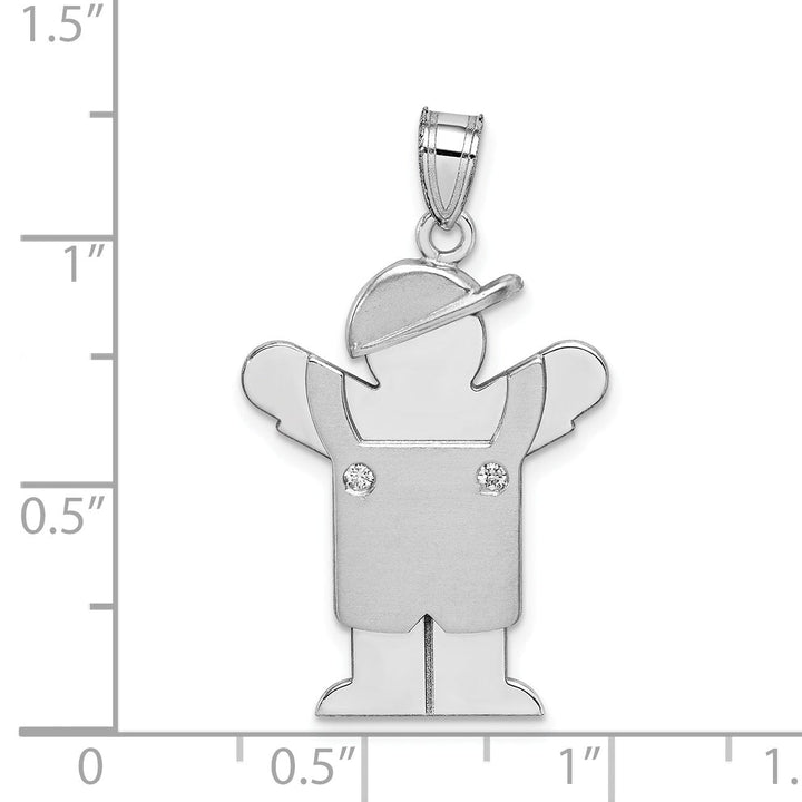 Lovely Rita's Pendants & Charms 14k White Gold Diamond Boy With Hat Love Pendant