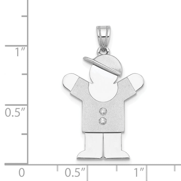 Lovely Rita's Pendants & Charms 14k White Gold Diamond Boy With Hat Love Pendant