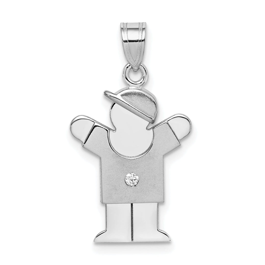 Lovely Rita's Pendants & Charms 14k White Gold Diamond Boy With Hat Love Pendant
