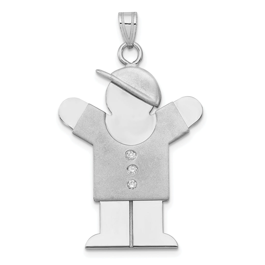Lovely Rita's Pendants & Charms 14k White Gold Diamond Boy With Hat Love Pendant
