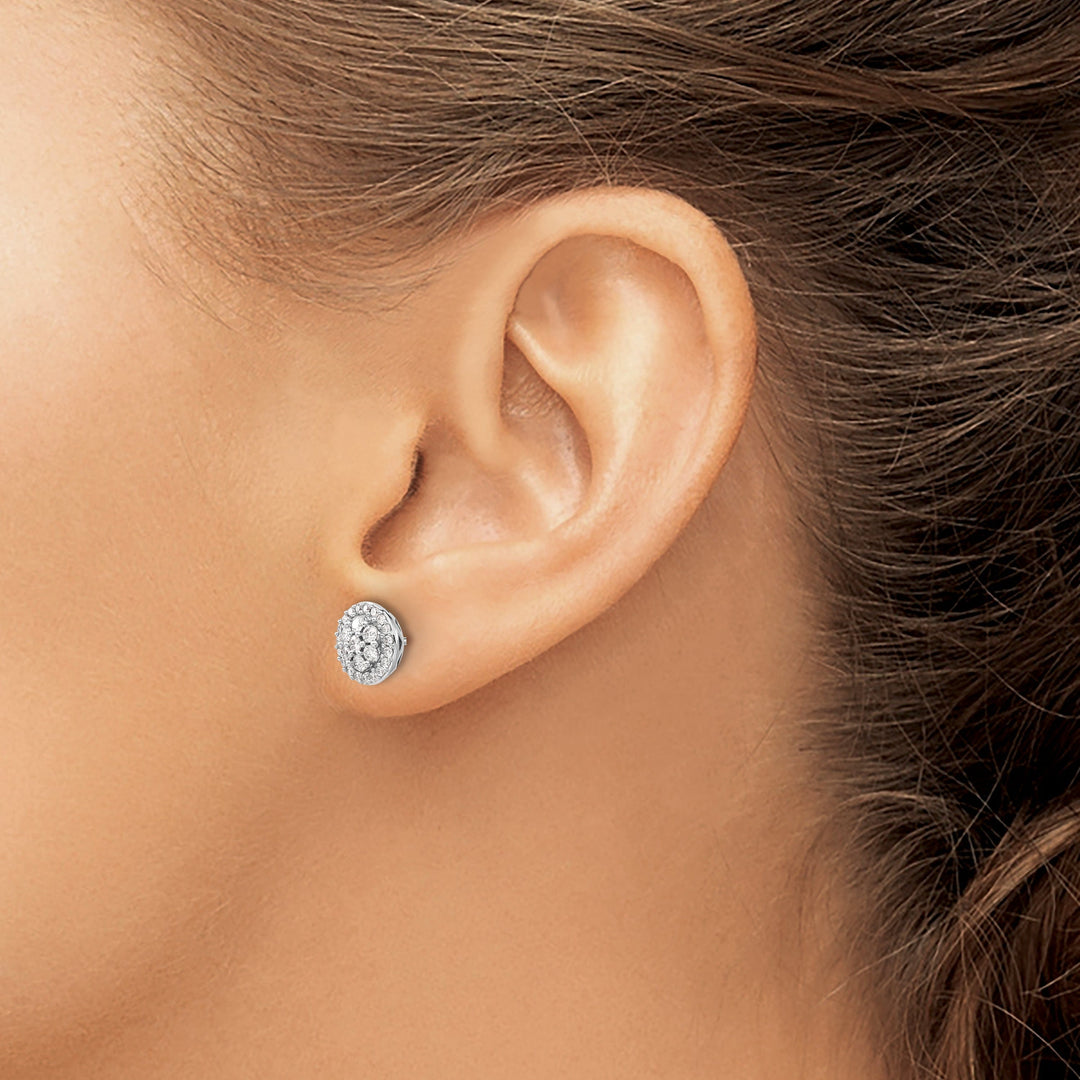 Lovely Rita's Pendants & Charms 14k White Gold Diamond Cluster Post Earring