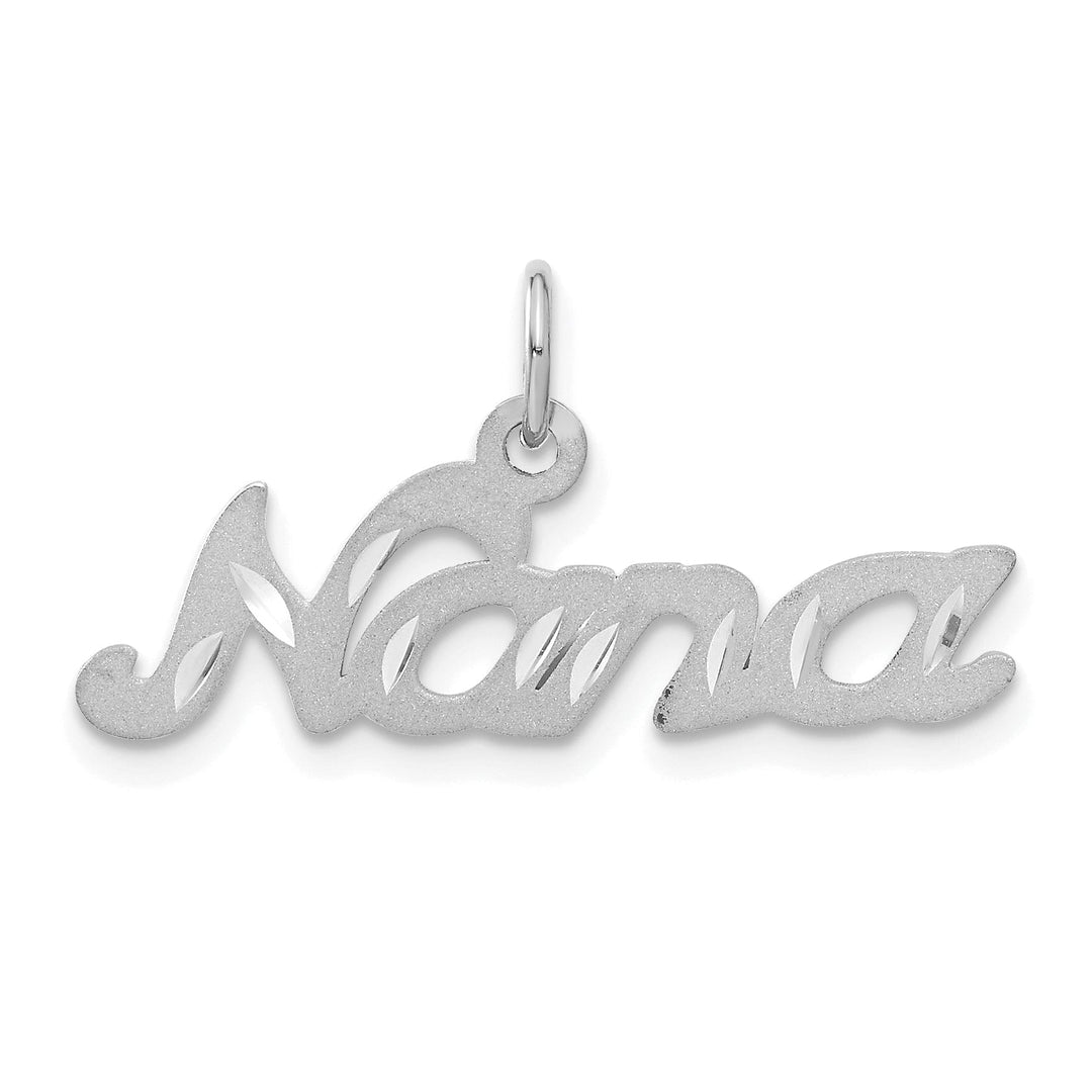 Lovely Rita's Pendants & Charms 14k White Gold Diamond Cut Brushed Finish NANA Charm Pendant