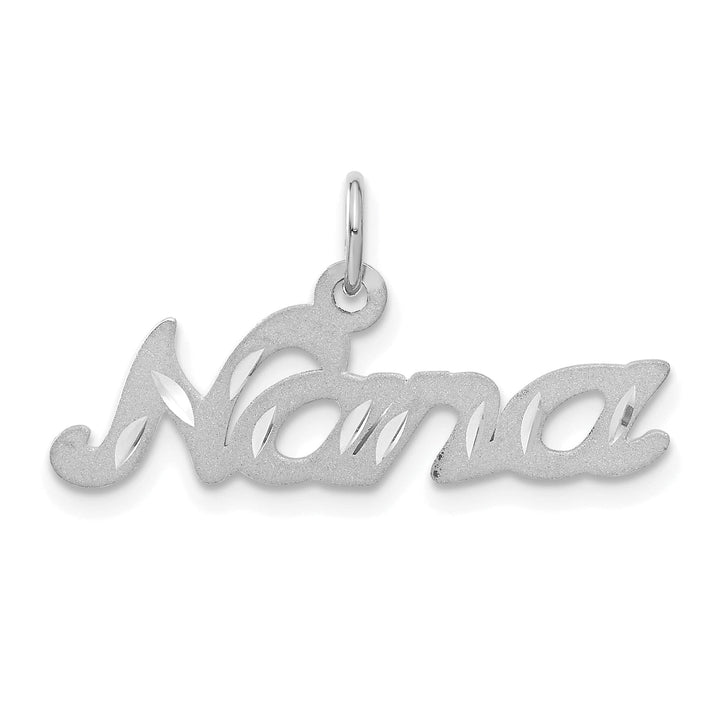 Lovely Rita's Pendants & Charms 14k White Gold Diamond Cut Brushed Finish NANA Charm Pendant