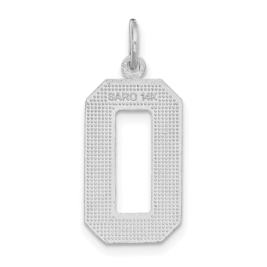 Lovely Rita's Pendants & Charms 14k White Gold Diamond Cut Finish Large Size Number 0 Charm Pendant