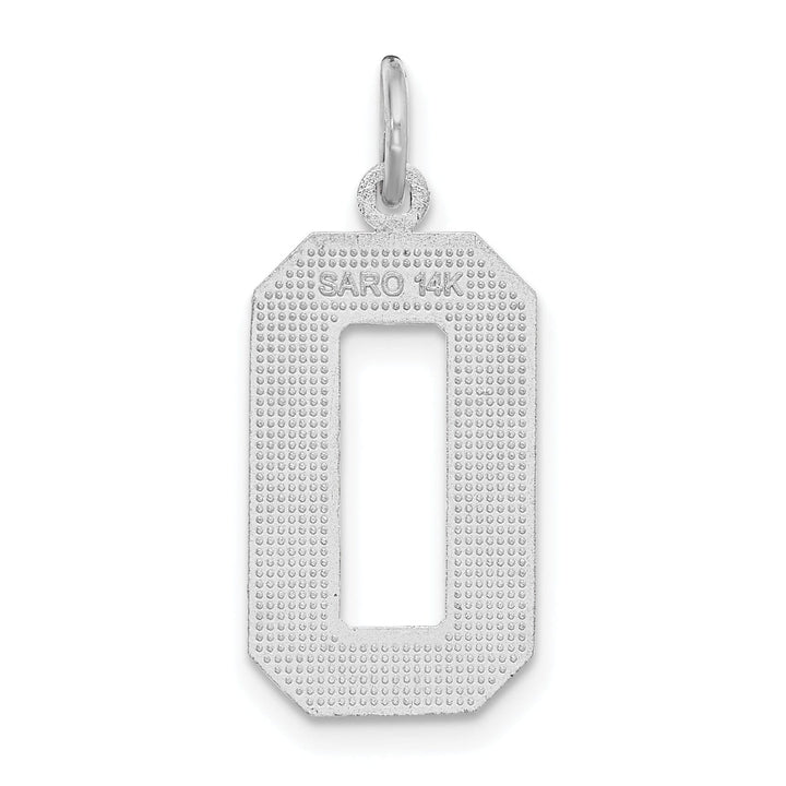 Lovely Rita's Pendants & Charms 14k White Gold Diamond Cut Finish Large Size Number 0 Charm Pendant