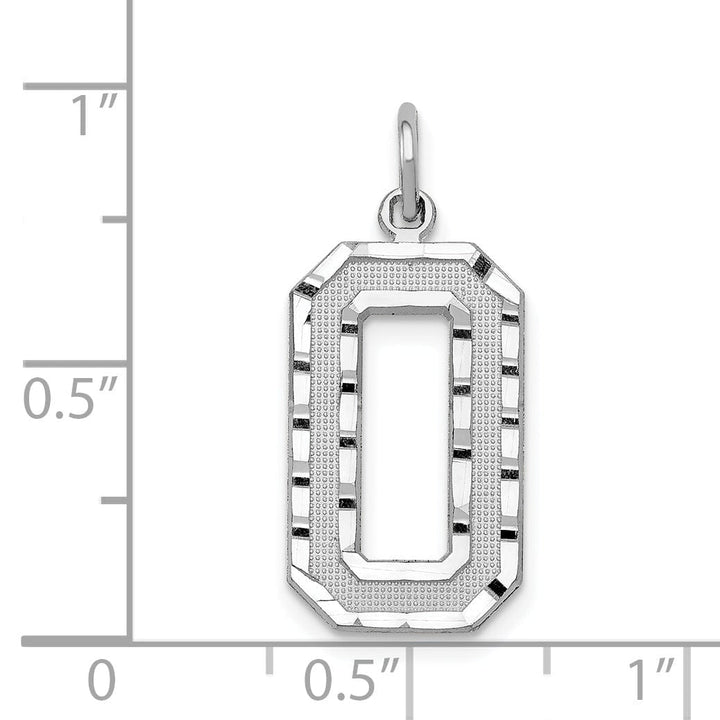 Lovely Rita's Pendants & Charms 14k White Gold Diamond Cut Finish Large Size Number 0 Charm Pendant
