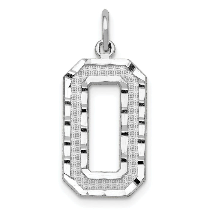 Lovely Rita's Pendants & Charms 14k White Gold Diamond Cut Finish Large Size Number 0 Charm Pendant