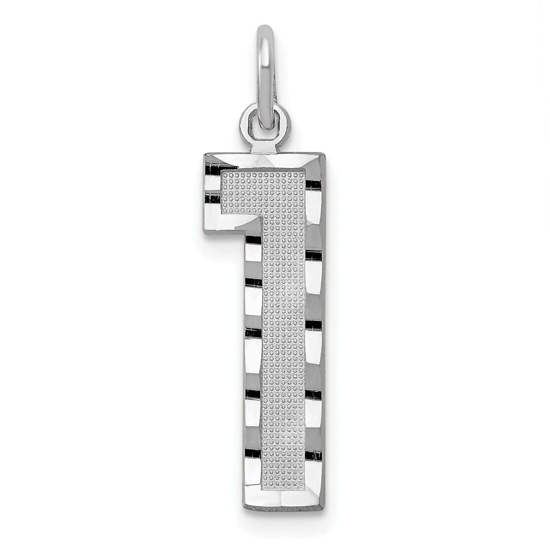 Lovely Rita's Pendants & Charms 14k White Gold Diamond Cut Finish Large Size Number 1 Charm Pendant