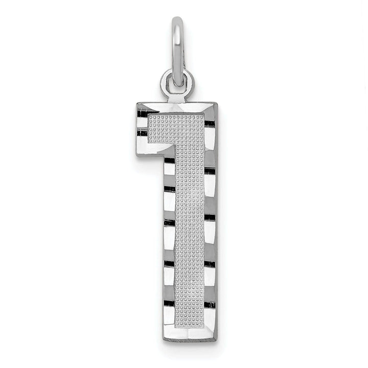 Lovely Rita's Pendants & Charms 14k White Gold Diamond Cut Finish Large Size Number 1 Charm Pendant