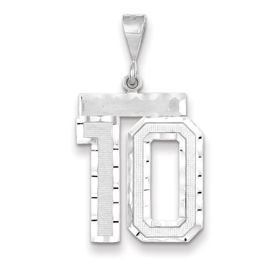 Lovely Rita's Pendants & Charms 14k White Gold Diamond Cut Finish Large Size Number 10 Charm Pendant