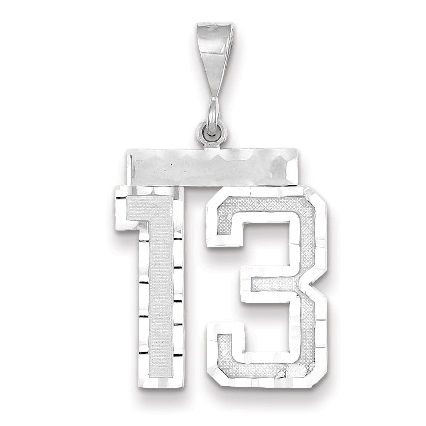 Lovely Rita's Pendants & Charms 14k White Gold Diamond Cut Finish Large Size Number 13 Charm Pendant