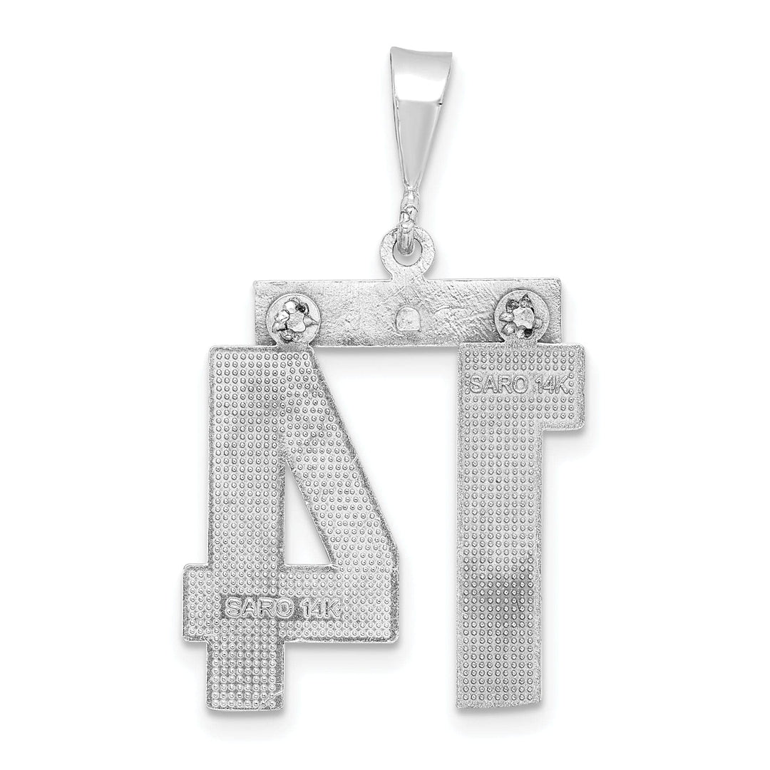 Lovely Rita's Pendants & Charms 14k White Gold Diamond Cut Finish Large Size Number 14 Charm Pendant