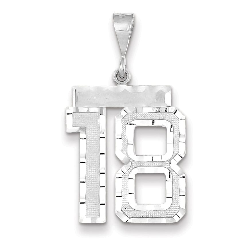 Lovely Rita's Pendants & Charms 14k White Gold Diamond Cut Finish Large Size Number 18 Charm Pendant