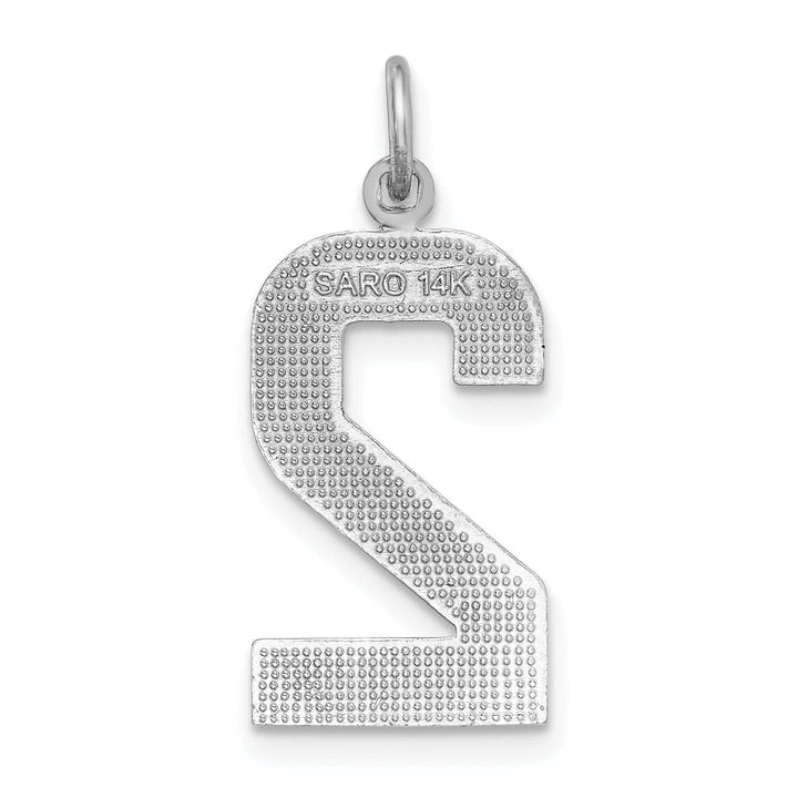 Lovely Rita's Pendants & Charms 14k White Gold Diamond Cut Finish Large Size Number 2 Charm Pendant