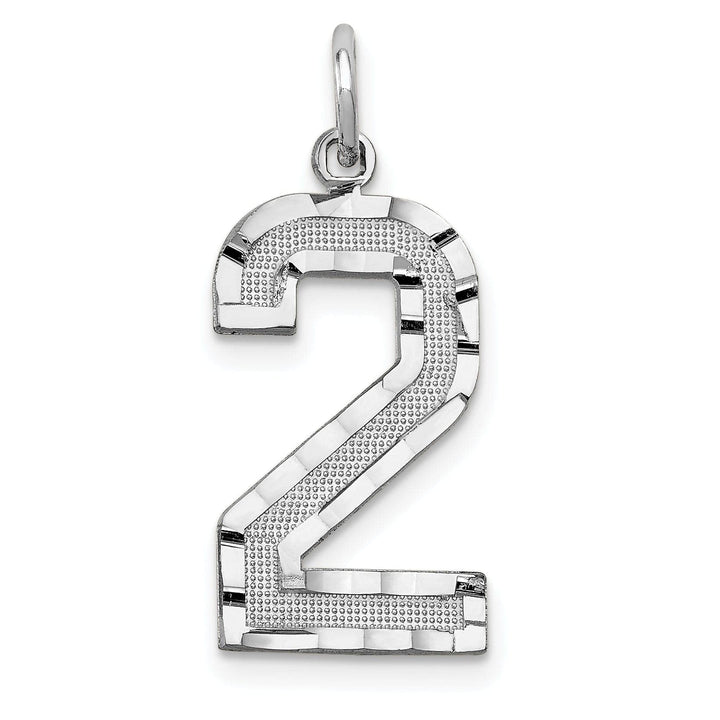 Lovely Rita's Pendants & Charms 14k White Gold Diamond Cut Finish Large Size Number 2 Charm Pendant