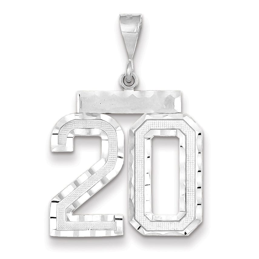 Lovely Rita's Pendants & Charms 14k White Gold Diamond Cut Finish Large Size Number 20 Charm Pendant