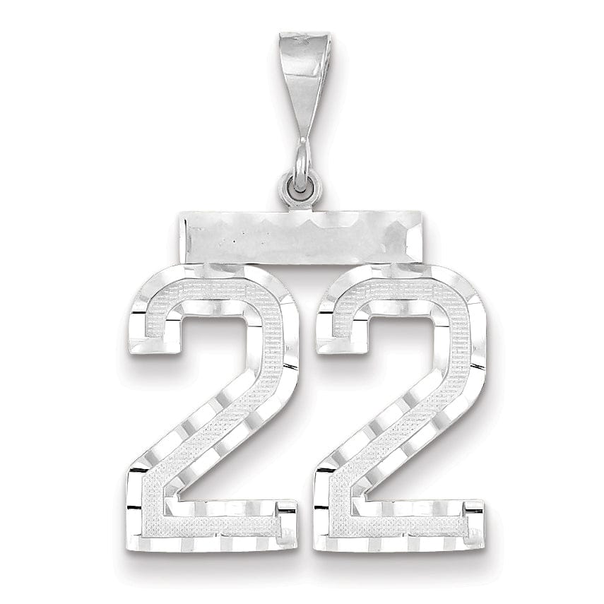 Lovely Rita's Pendants & Charms 14k White Gold Diamond Cut Finish Large Size Number 22 Charm Pendant