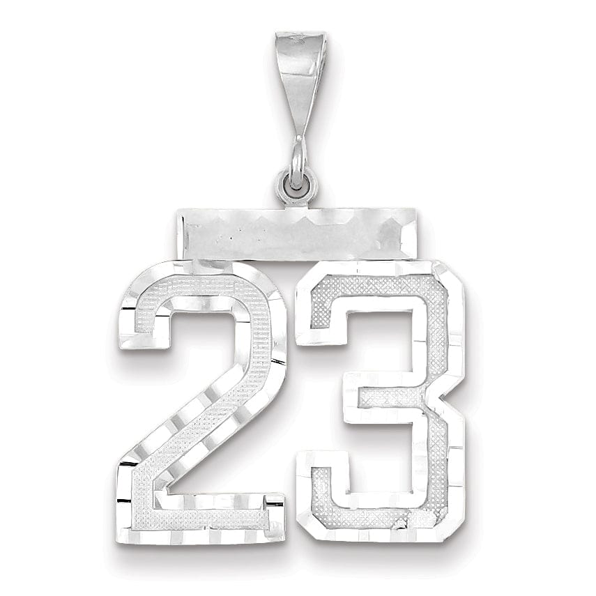 Lovely Rita's Pendants & Charms 14k White Gold Diamond Cut Finish Large Size Number 23 Charm Pendant