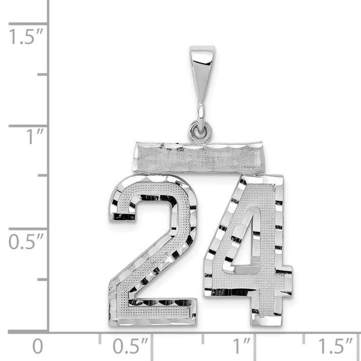 Lovely Rita's Pendants & Charms 14k White Gold Diamond Cut Finish Large Size Number 24 Charm Pendant